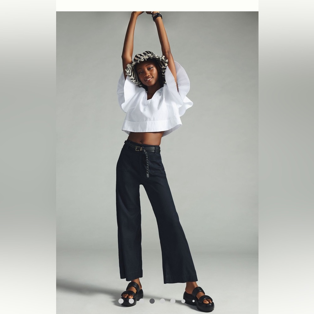 Maeve The Colette Cropped Wide-Leg Linen Pants